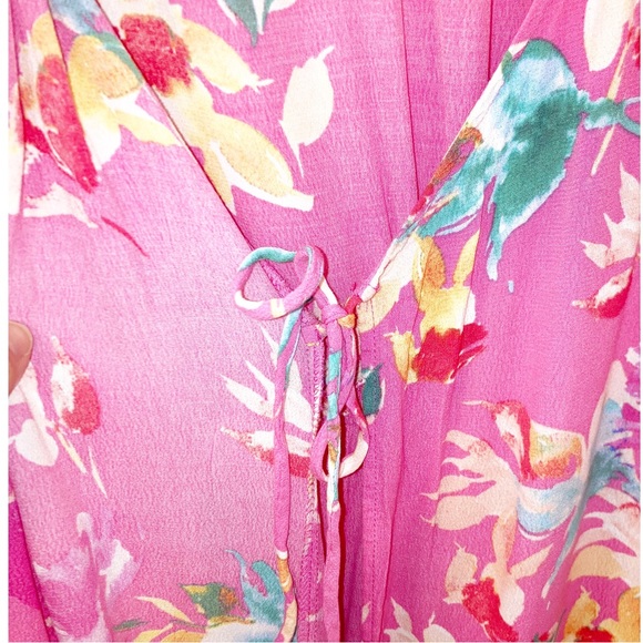 VICI Pink Bardot Floral Maxi Wrap Dress SZ: Small - Picture 12 of 15